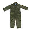 Load image into Gallery viewer, Youth Top Gun Flight Suit Combo in OD Green with American flag patch and multiple zippered pockets.