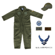 Load image into Gallery viewer, Youth Air Force flight suit combo in OD green, featuring patches and a matching cap for aspiring pilots.