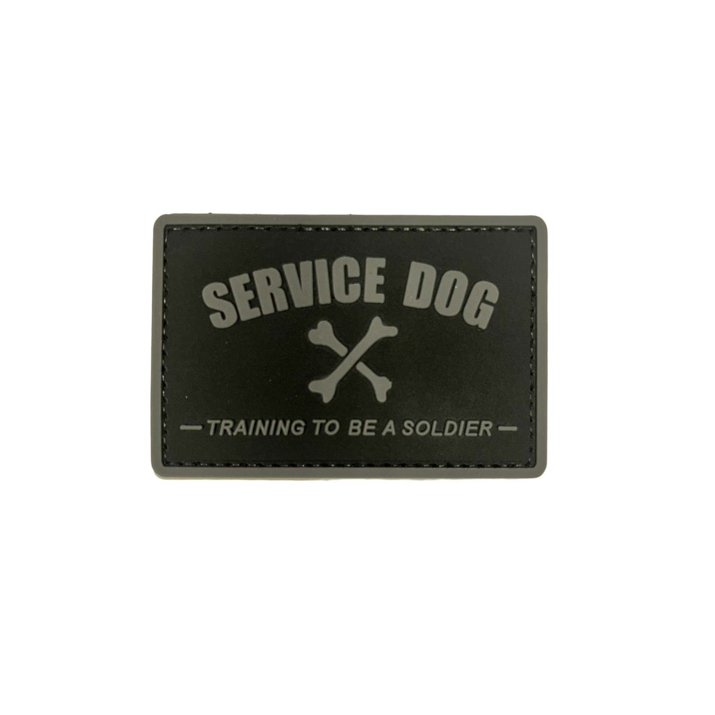 Service Dog Training to be a Soldier morale patch featuring bones design, ideal for soldiers' uniforms.