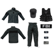 Load image into Gallery viewer, Youth Black Tactical FBI Uniform Combo featuring cap, vest, pockets, FBI patches, and emblem.