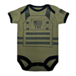 Load image into Gallery viewer, FBI Baby Flak Jacket Bodysuit in olive green with American flag, perfect for stylish infants.