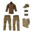 Load image into Gallery viewer, Youth Coyote Overwatch Tactical 6 pc Combo set featuring shirt, pants, cap, and tactical gear.