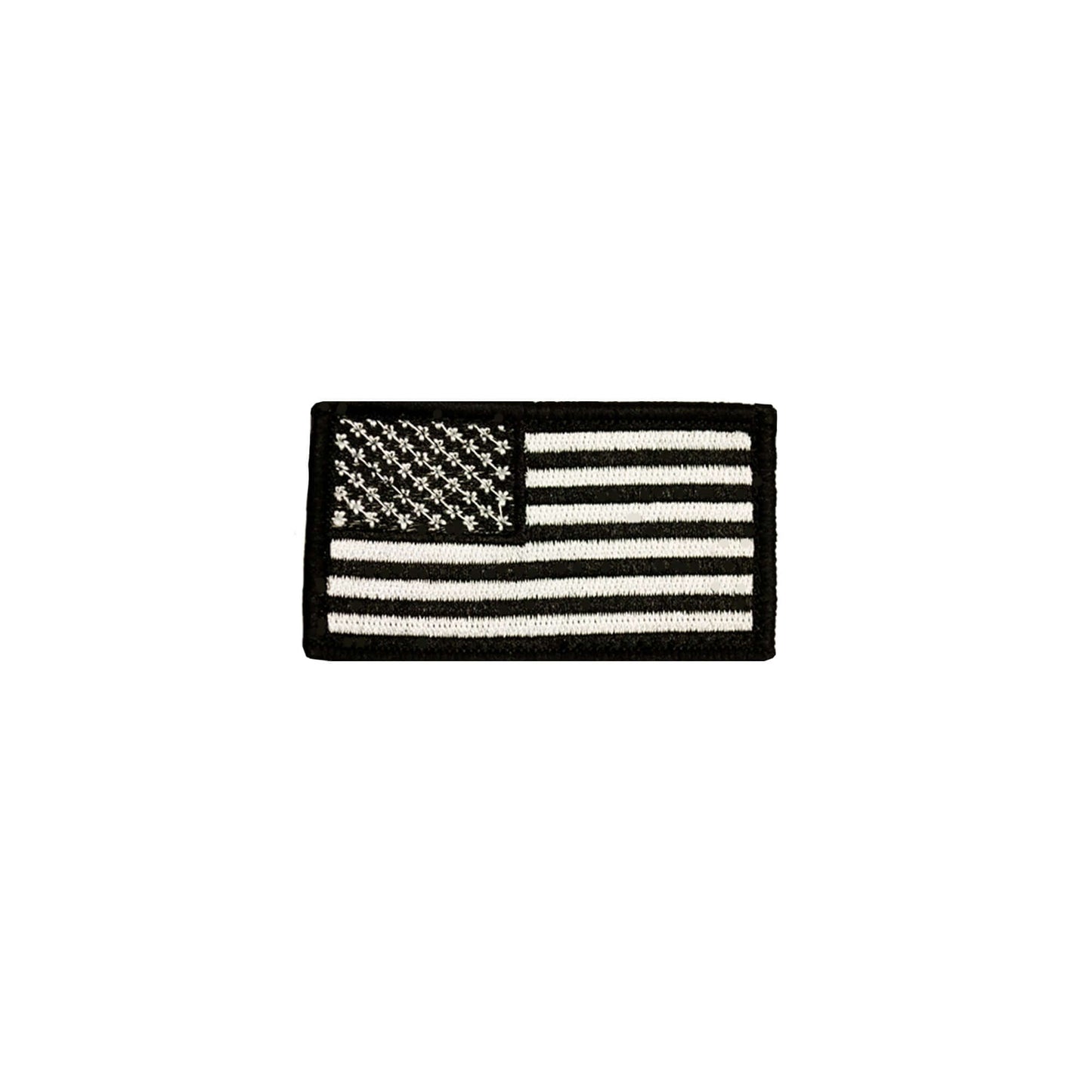 Black and white American flag patch suitable for tactical uniforms and gear.
