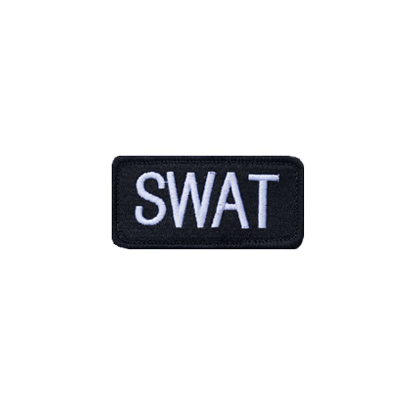Black SWAT patch for tactical uniforms, ideal for youth tactical SWAT outfits or costumes.