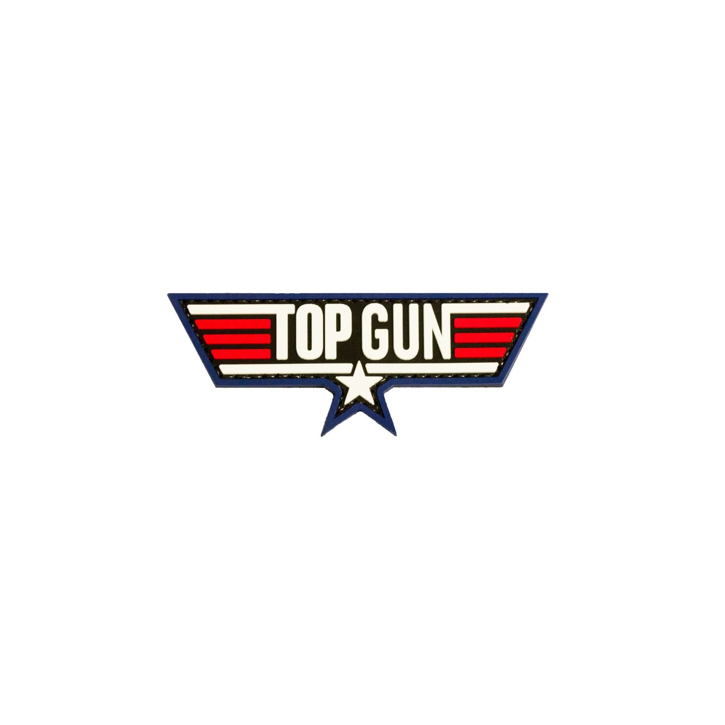 Embroidered Top Gun patch with red and white wings and star design, ideal for youth flight suits.
