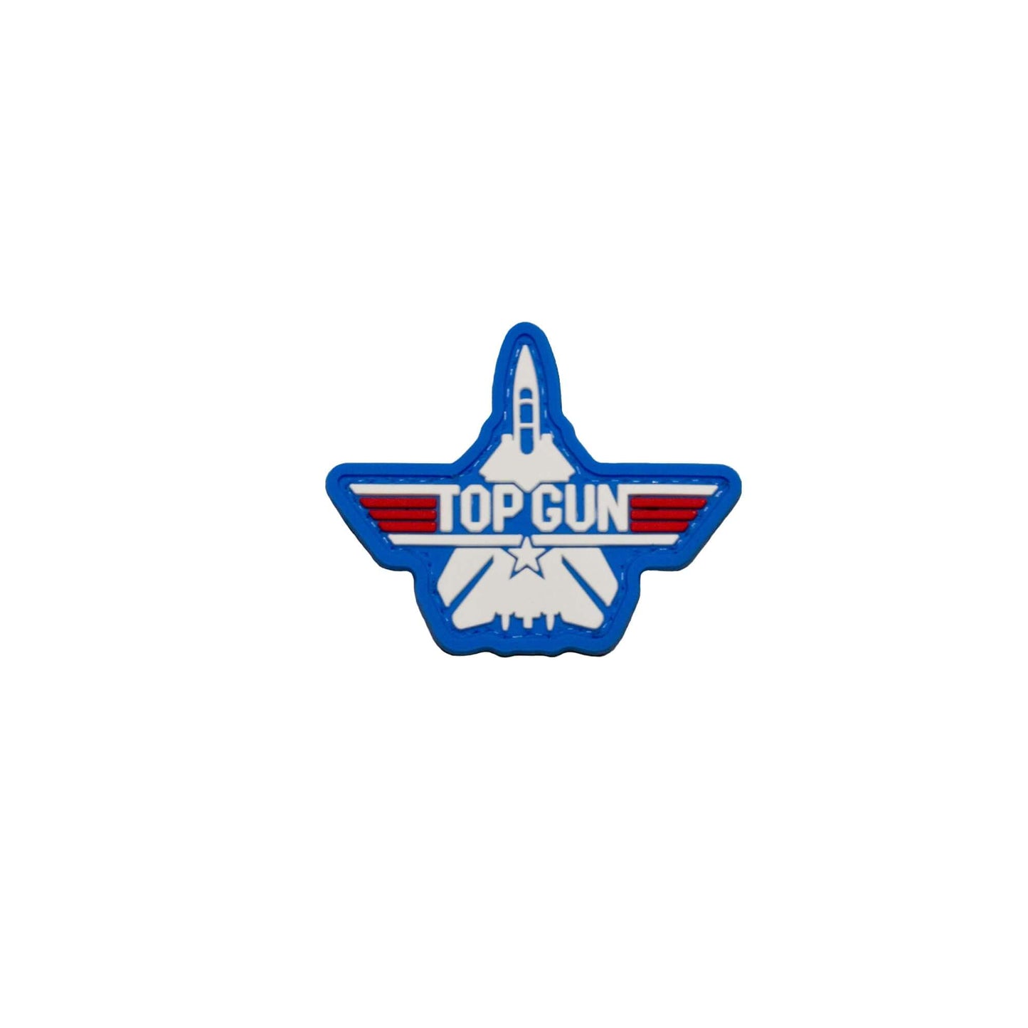Top Gun F-14 Tomcat Jet Blue PVC Patch with hook and loop backing, ideal for flight suits, featuring classic aviation design.