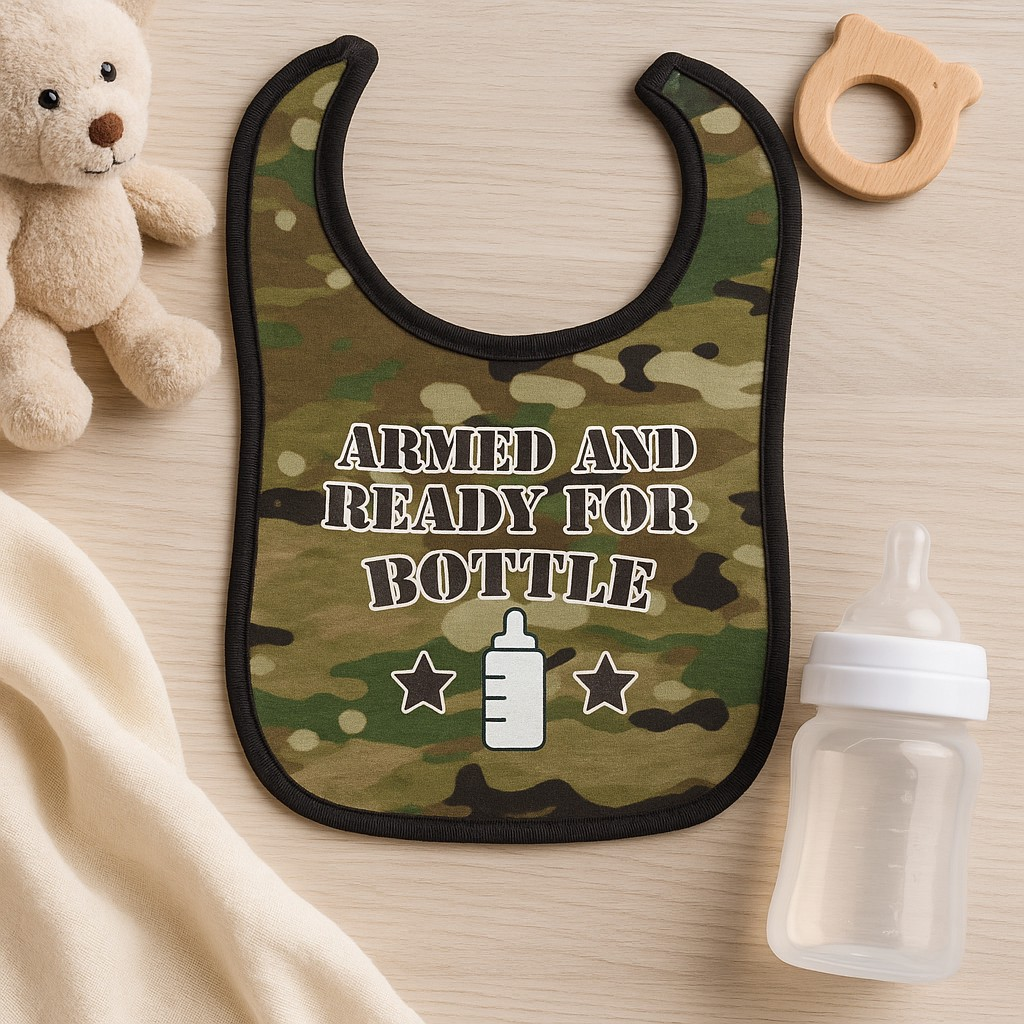 Multicam Armed and Ready Baby Bib