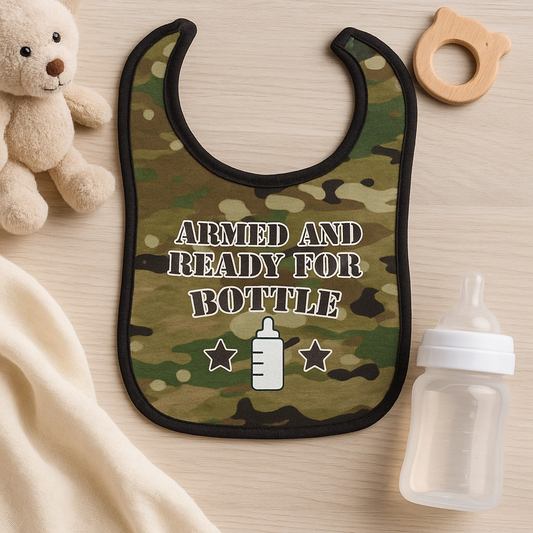 Multicam Armed and Ready Baby Bib
