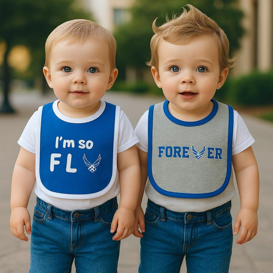 Cotton baby bibs set, 2-pack, Air Force design, soft and absorbent bibs for infants and toddlers