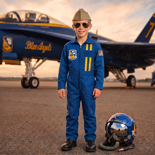 Licensed Blue Angels Youth Flight Suit w Garrison Cap