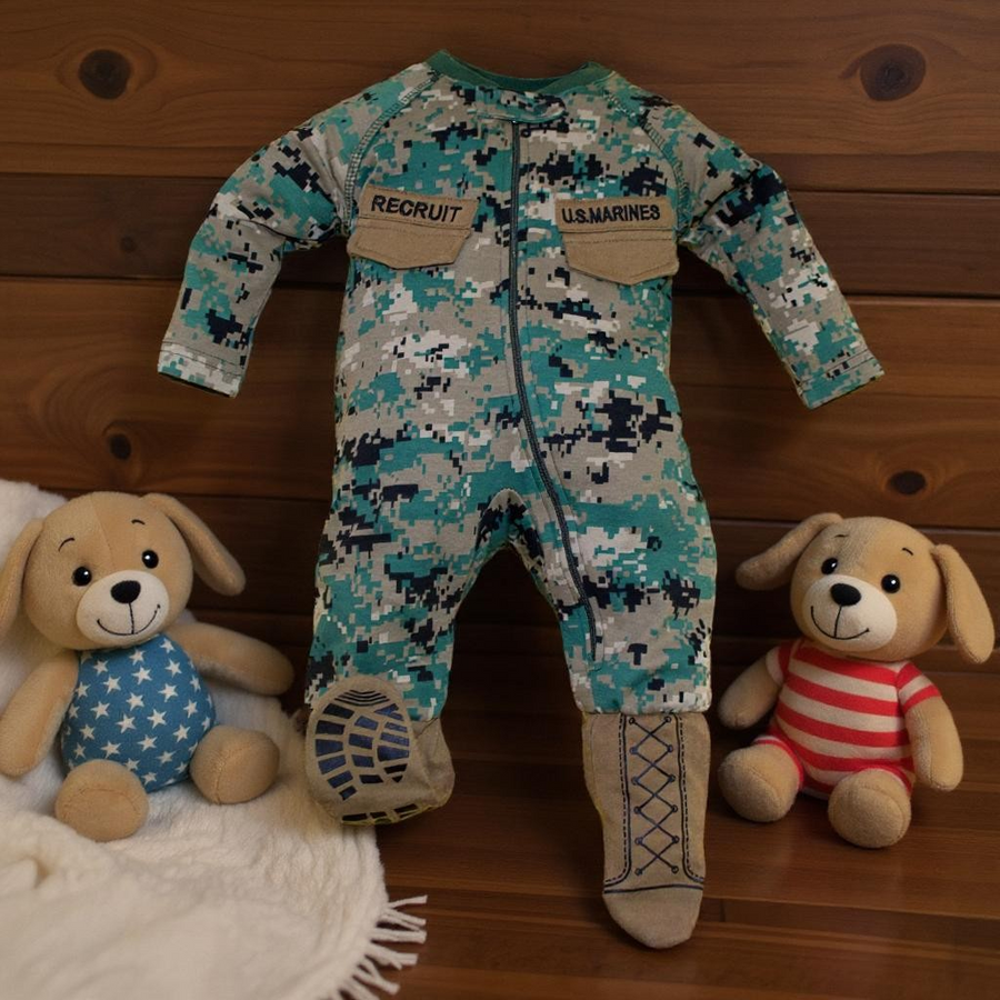 Marine Woodland Baby Uniform Crawler w Boots