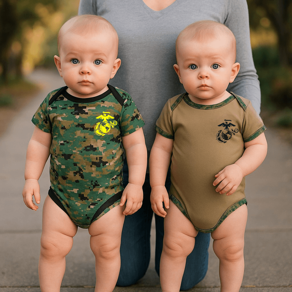 Marine Woodland and Coyote 2 pack Baby Bodysuits