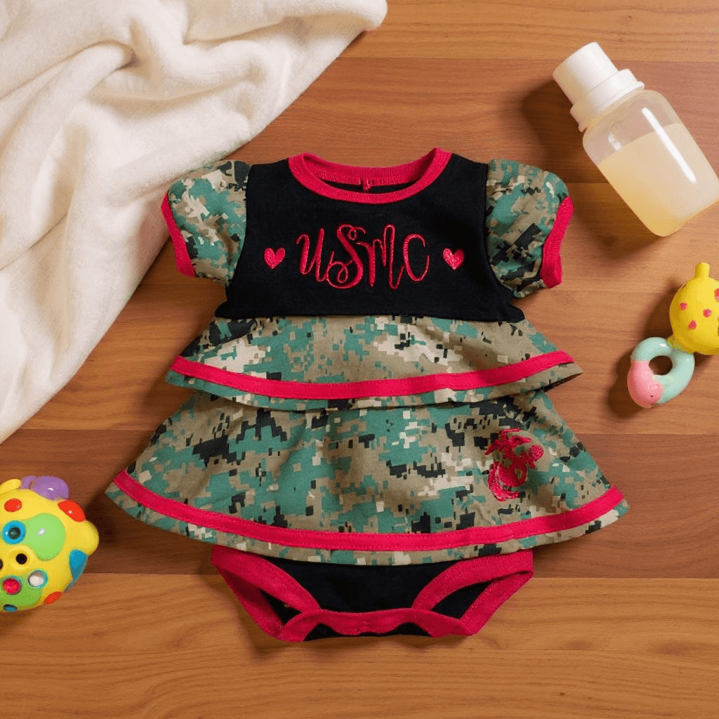 Marine Girl Woodland Baby Ruffle Dress