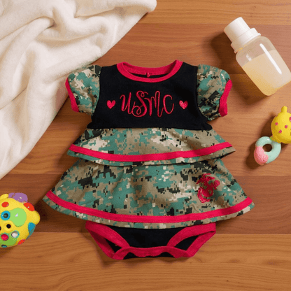 Marine Girl Woodland Baby Ruffle Dress