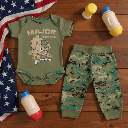 Marine "Major Trouble" Baby Jogger Set