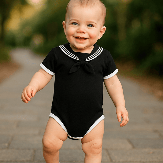 Navy Baby Sailor Bodysuit Black