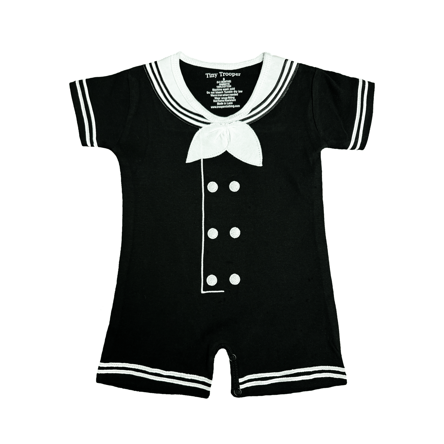 Navy Sailor Baby Romper Black