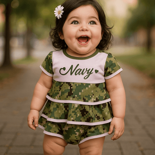 Navy NWU III Baby Ruffle Dress