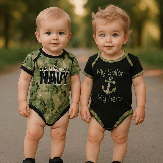 Navy 2 pack NWU Baby Bodysuits