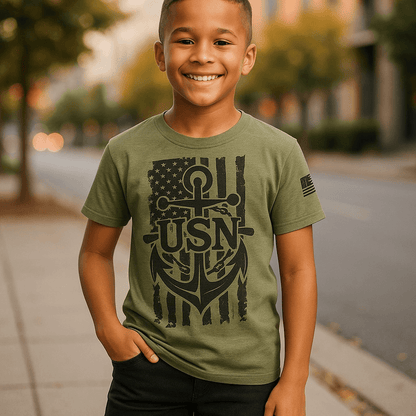 Flag and Anchor Licensed USN Youth T-Shirt