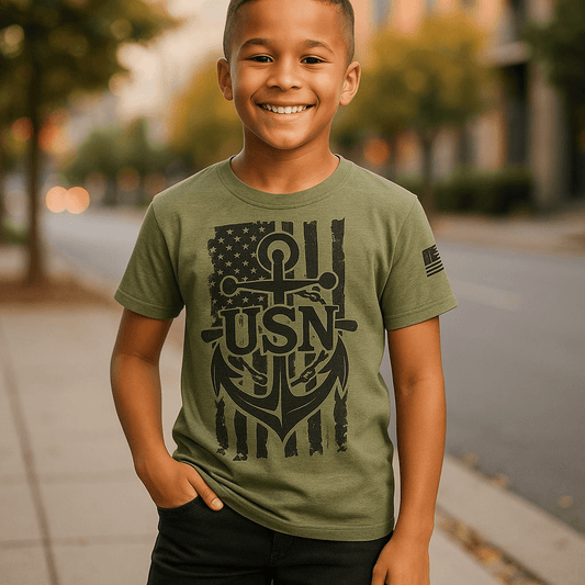 Flag and Anchor Licensed USN Youth T-Shirt