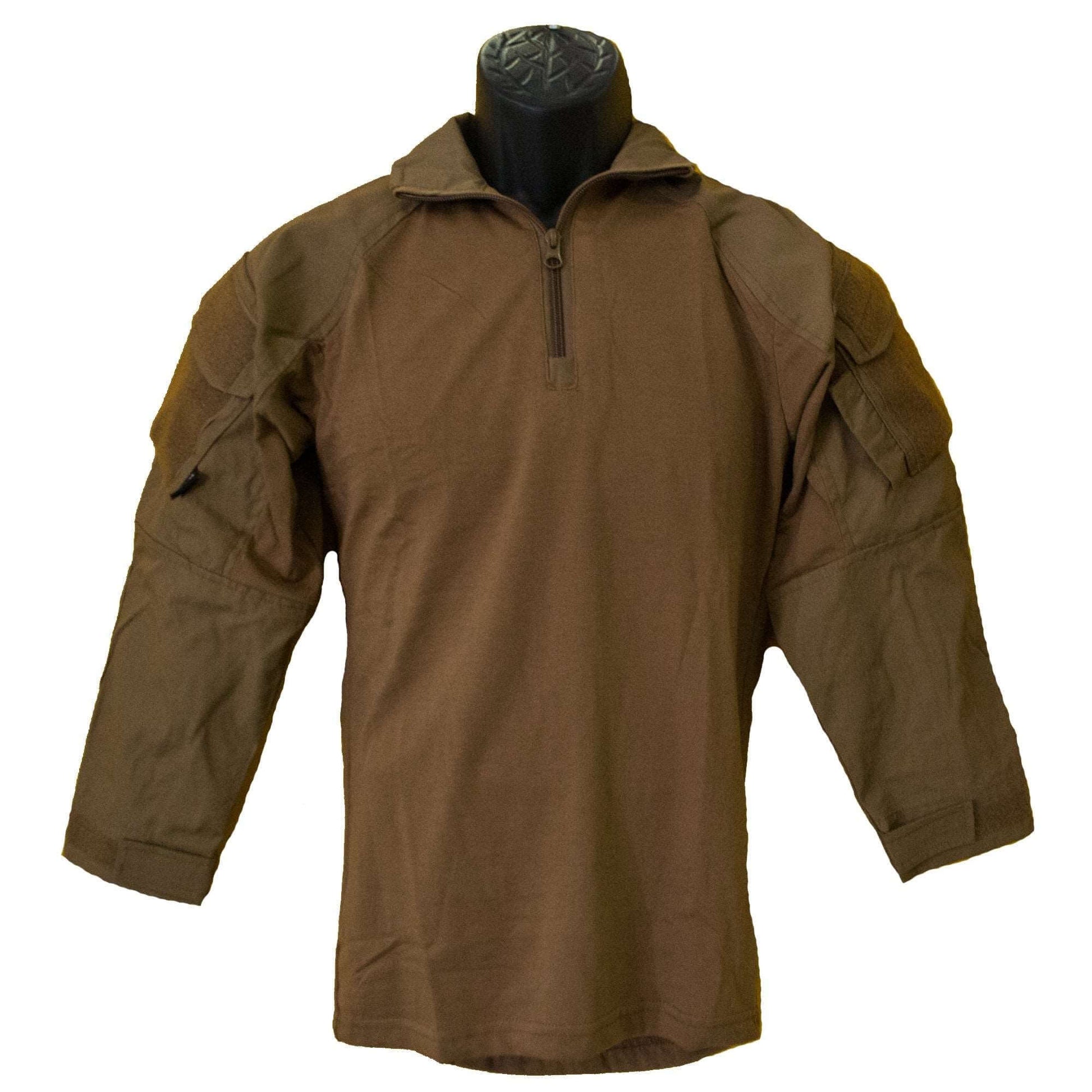 Youth Coyote Overwatch tactical shirt with 1/4 zip collar and multi-compartment pockets for comfort and durability.