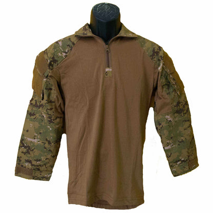 Youth NWU III Tactical shirt with 1/4 zip collar and camo sleeves for durability and comfort.