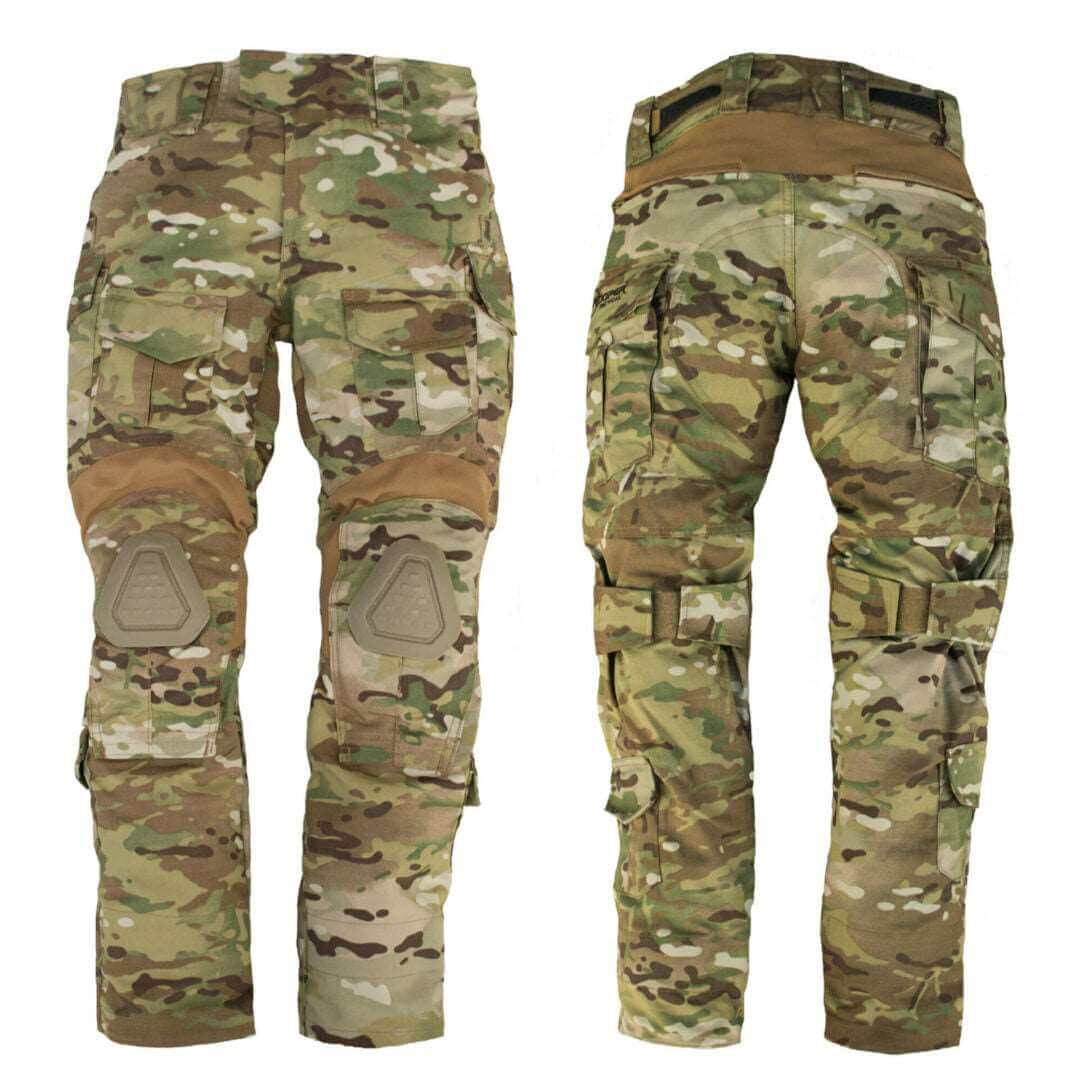 Youth Multicam Overwatch Tactical pants with integrated knee pads and multiple pockets for durability and comfort.