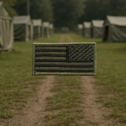Reverse American Flag Patch OD Green and Black