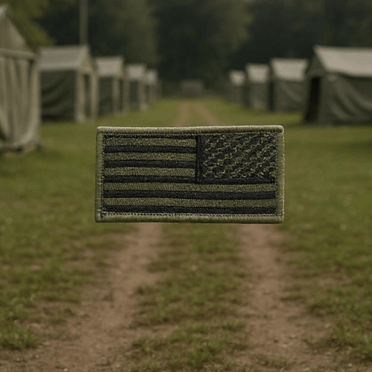Reverse American Flag Patch OD Green and Black