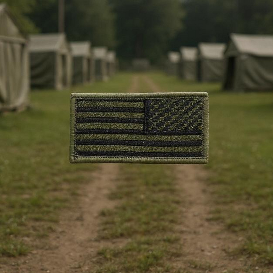 Reverse American Flag Patch OD Green and Black
