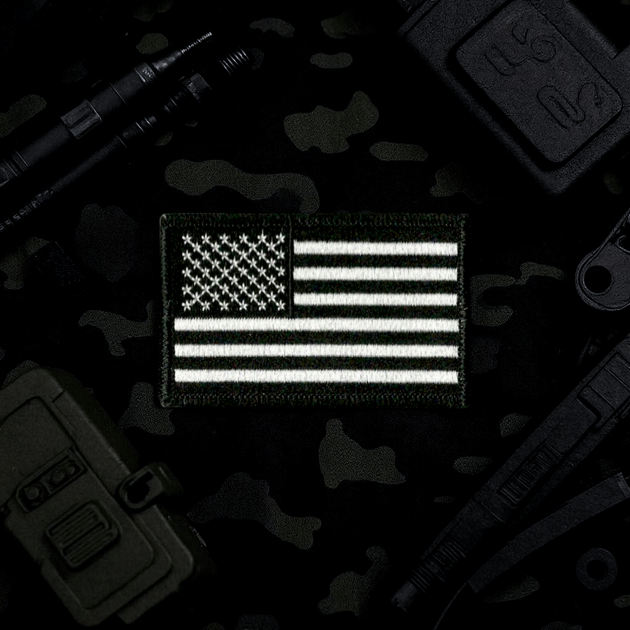 American Flag Patch Black and White