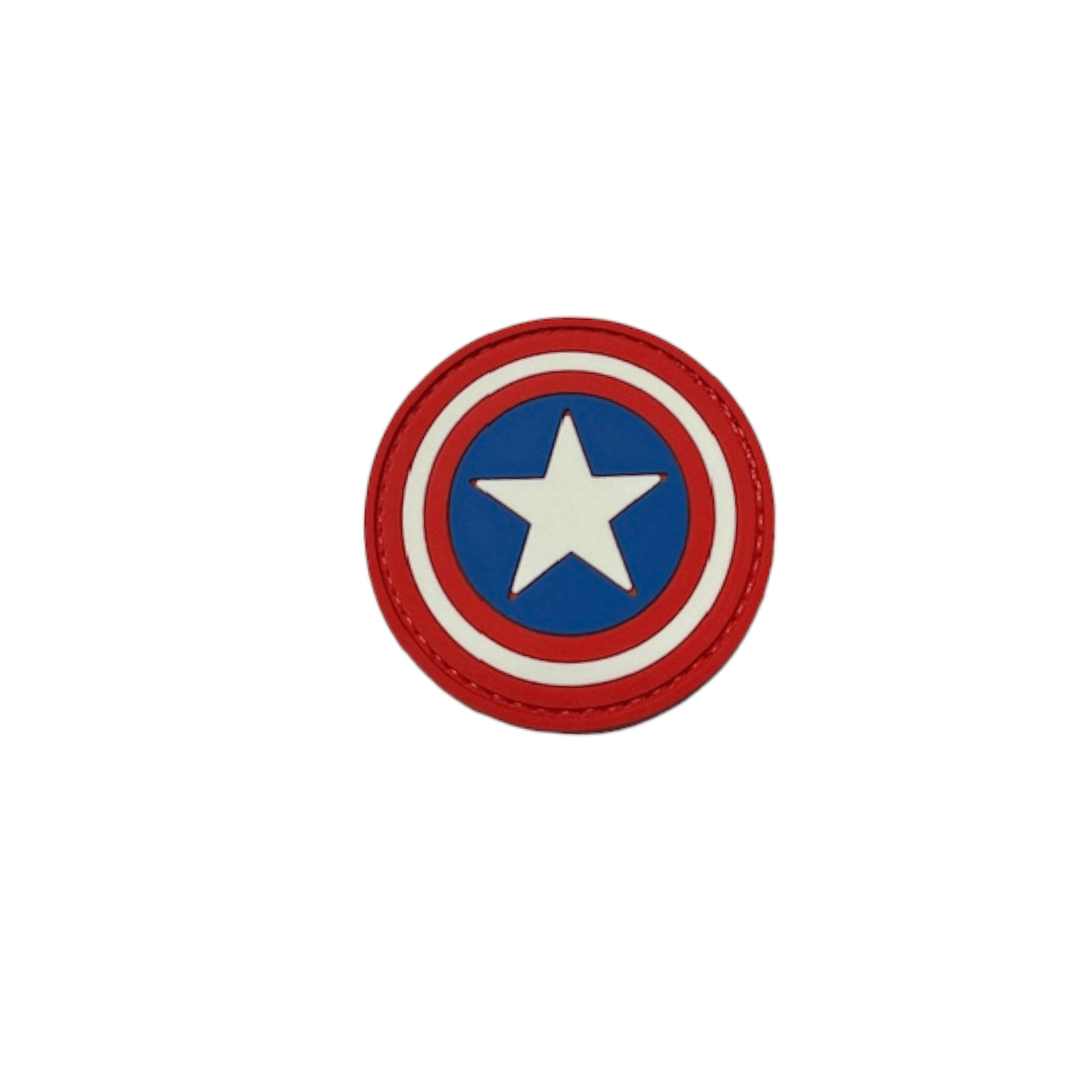 Captain America PVC Patch, circular design with red and blue colors, includes the focus keyword Patch.