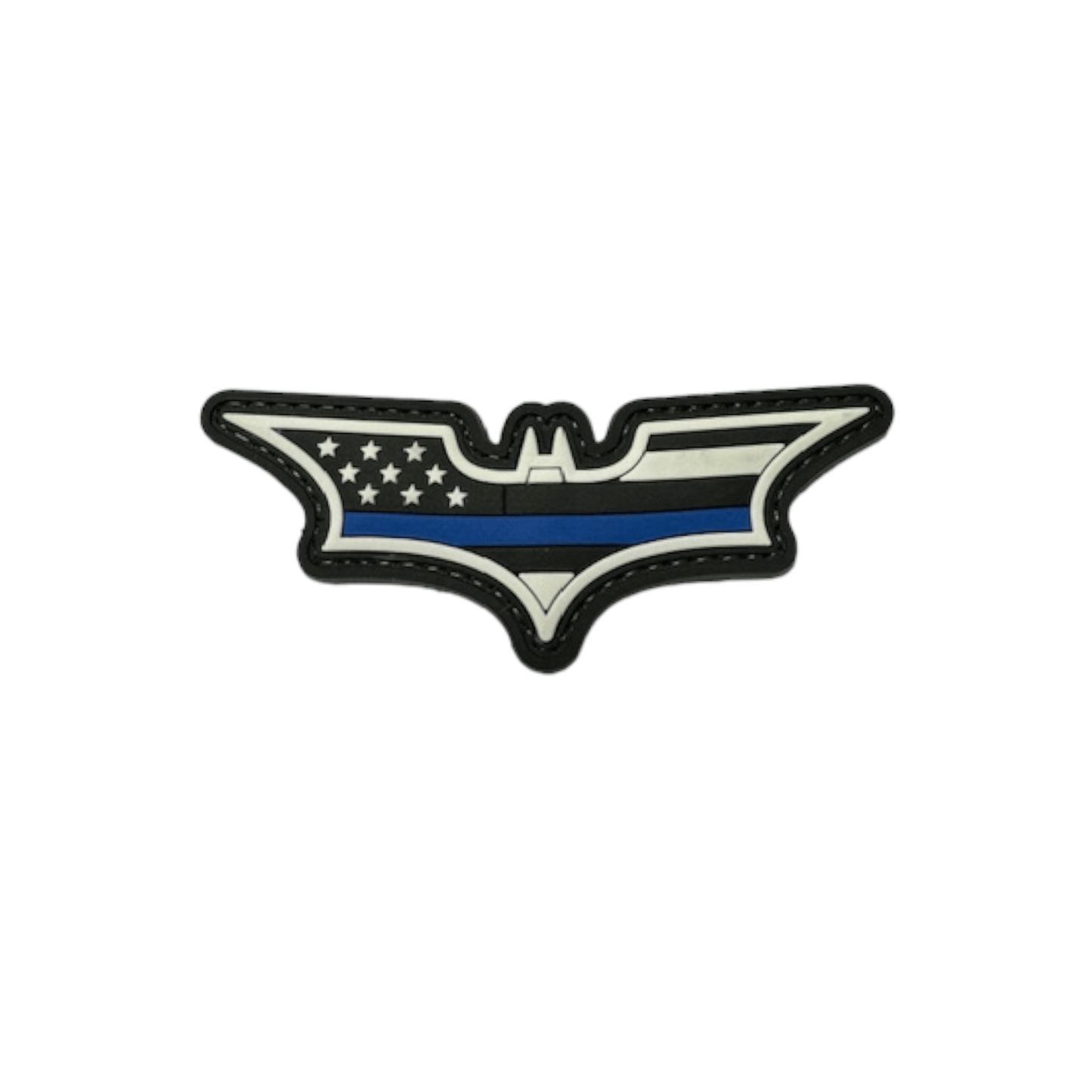 Blue Line Batman Patch with a patriotic design featuring a blue line and stars.