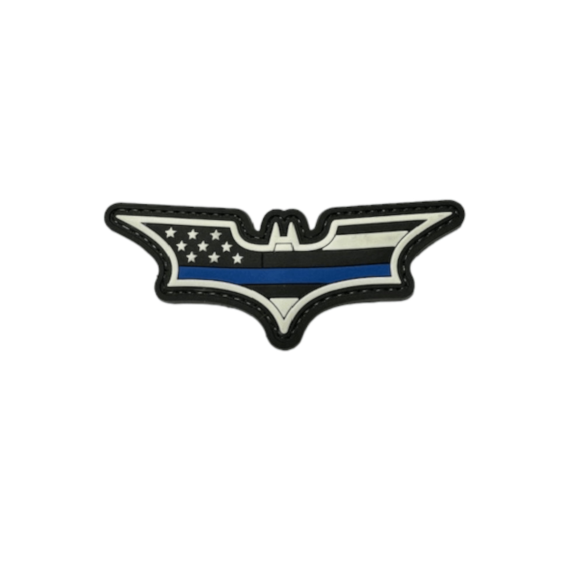Blue Line Batman Patch with a patriotic design featuring a blue line and stars.