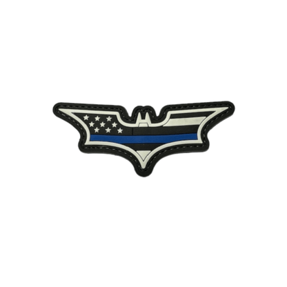 Blue Line Batman Patch with a patriotic design featuring a blue line and stars.
