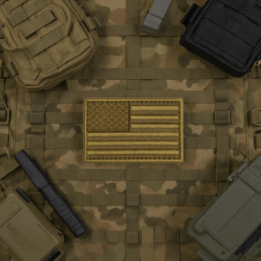 US Flag Tan and Brown Embroidered Patch