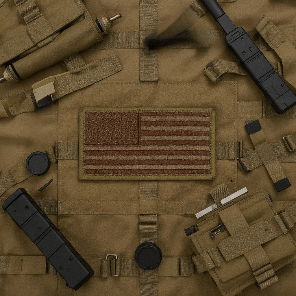 Embroidered Spice Brown and Tan United States Flag Patch