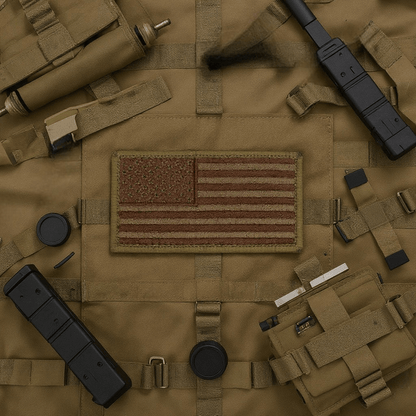 Embroidered Spice Brown and Tan United States Flag Patch
