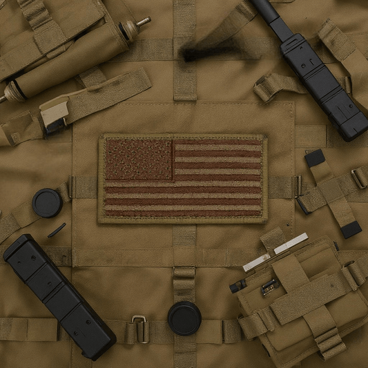 Embroidered Spice Brown and Tan United States Flag Patch