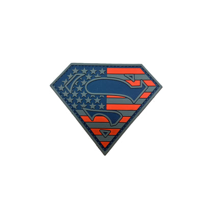 Superman Stars and Stripes Large PVC Patch with hook and loop backing for easy attachment.