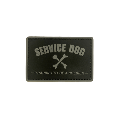 Service Dog Training to be a Soldier morale patch featuring bones design, ideal for soldiers' uniforms.