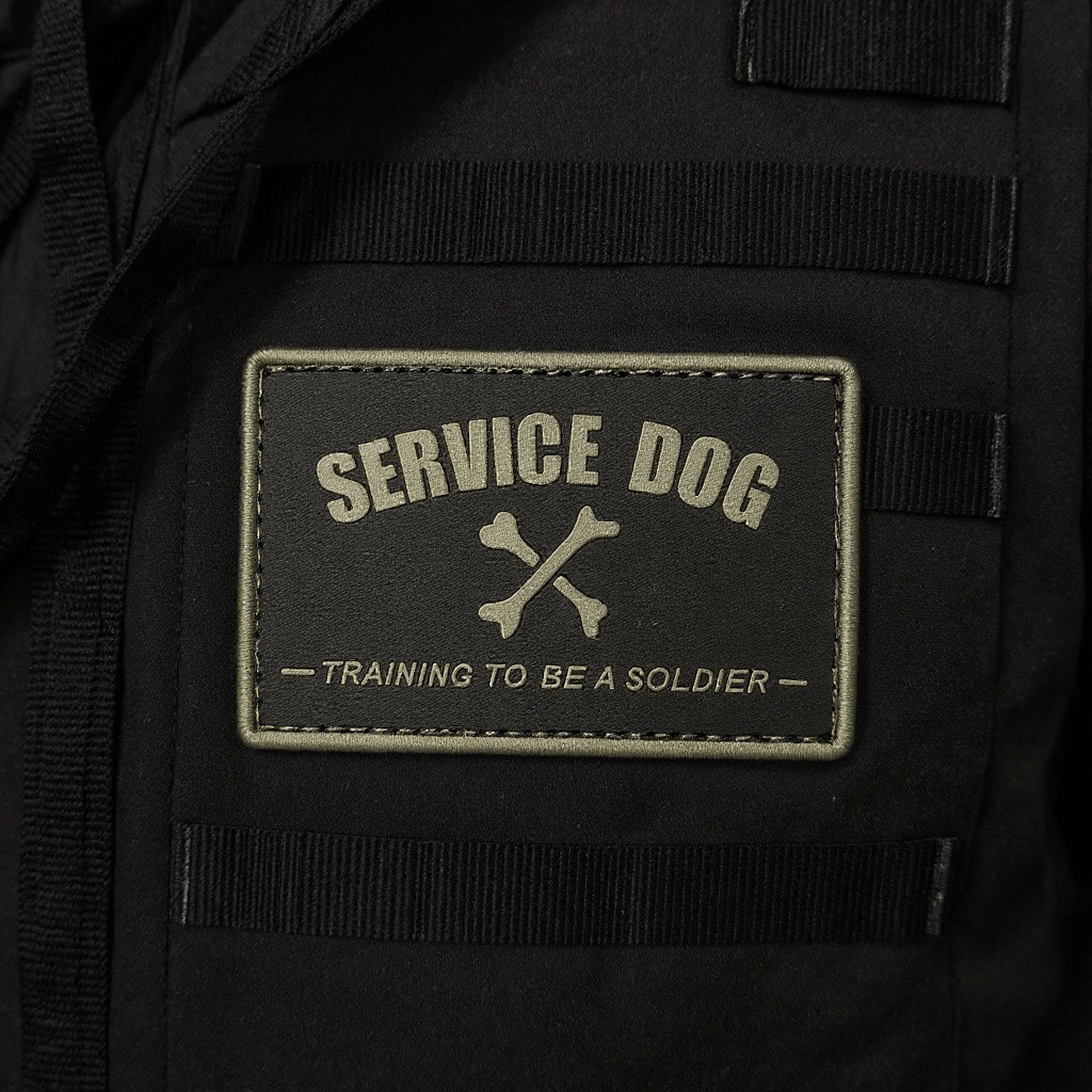 Service Dog Training to Be a Soldier morale patch on a uniform, enhances military appearance for service dog handlers.
