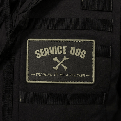 Service Dog Training to Be a Soldier morale patch on a uniform, enhances military appearance for service dog handlers.