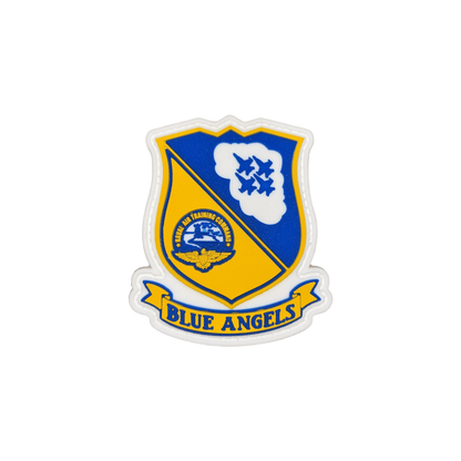 Patch of the Blue Angels logo featuring blue and yellow colors, perfect for adding to gear.