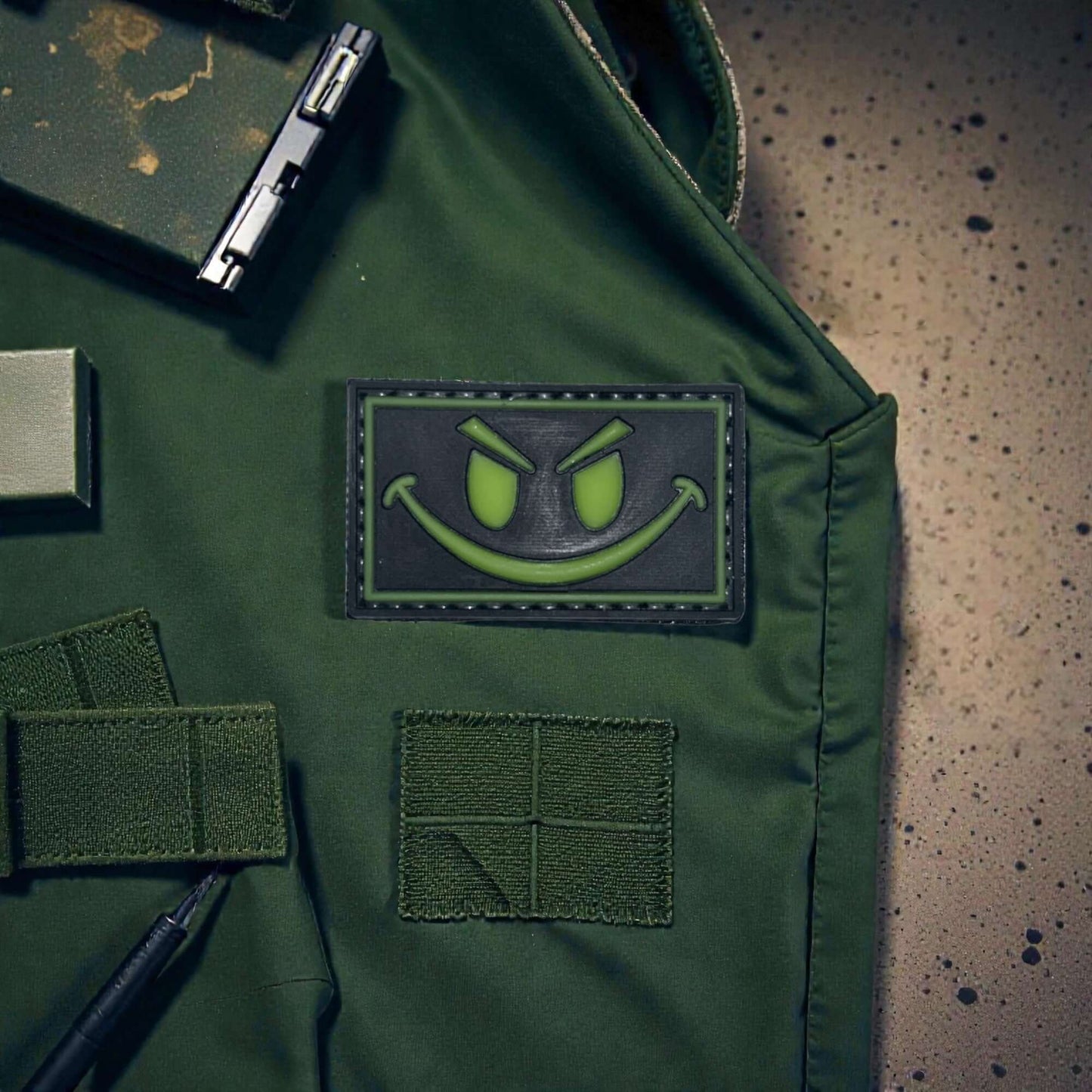 Smiley Glow Green PVC Patch
