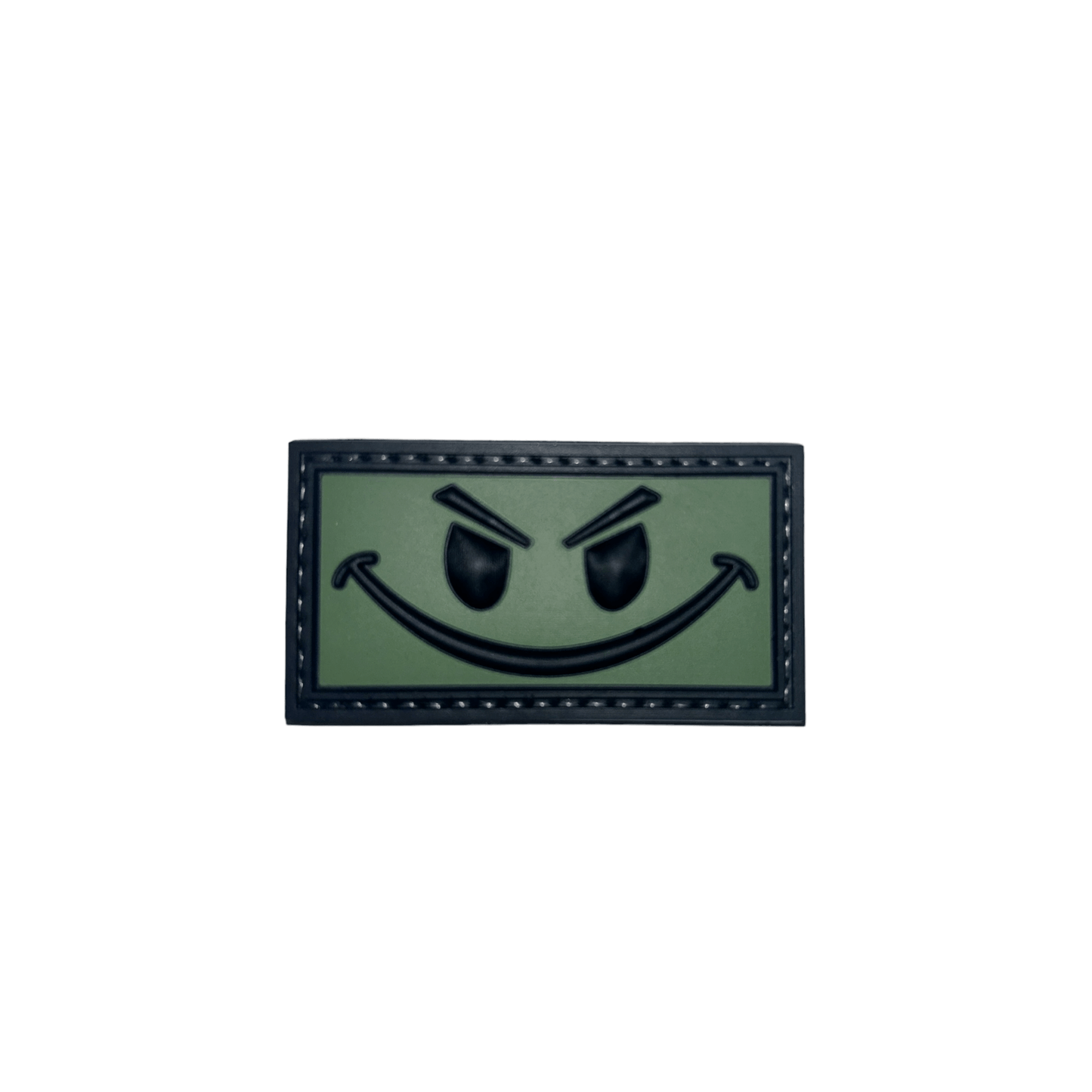 Patch OD Green and Black Smiley PVC with hook-and-loop backing, perfect for enhancing your gear.