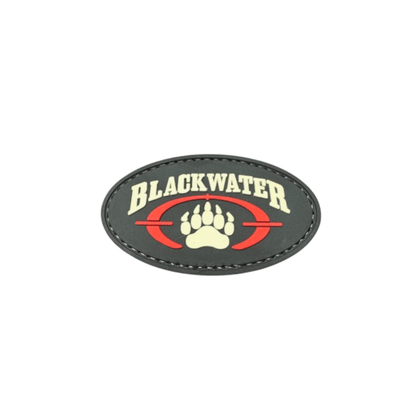 Blackwater PVC patch with hook and loop backing, featuring the original Blackwater logo