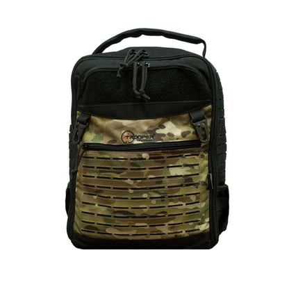 Diaper-Bag Multicam Black Tacticool with laser cut molle grid for accessories and rugged design.