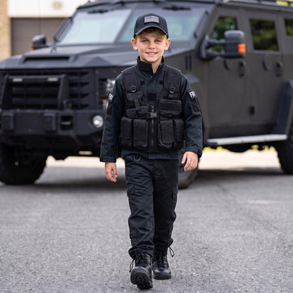 Youth Black Tactical FBI Uniform  8 PC Combo